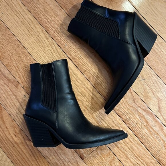 ZARA COWBOY HEELED LEATHER ANKLE BOOTS - Picture 4 of 6